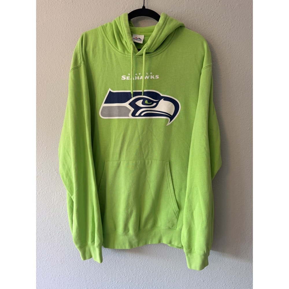 Majestic Seattle Seahawks Football Action Green Hoodie Size 2XL